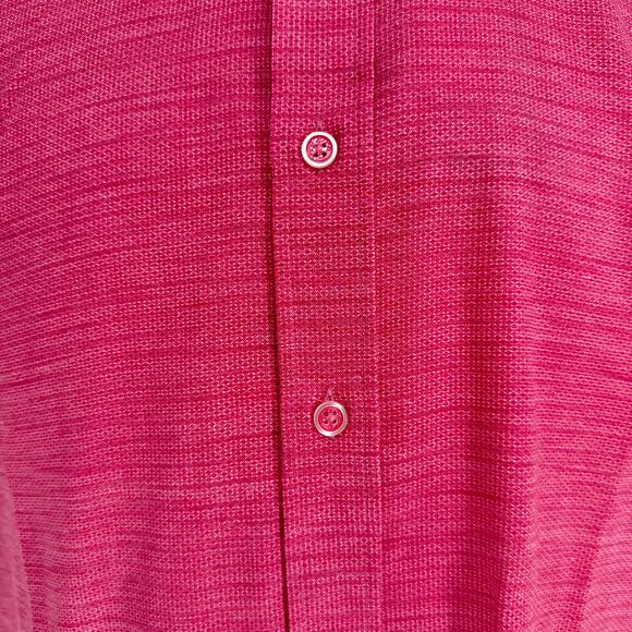 Robert Graham Woven Button Front Short Sleeve Shirt Porcaro Solid Red Pique M - Picture 3 of 9